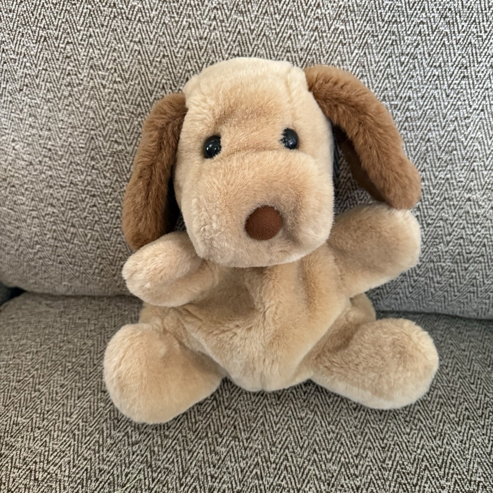 Applause 1986 Vintage Cute Brown Puppy Dog Hand Puppet